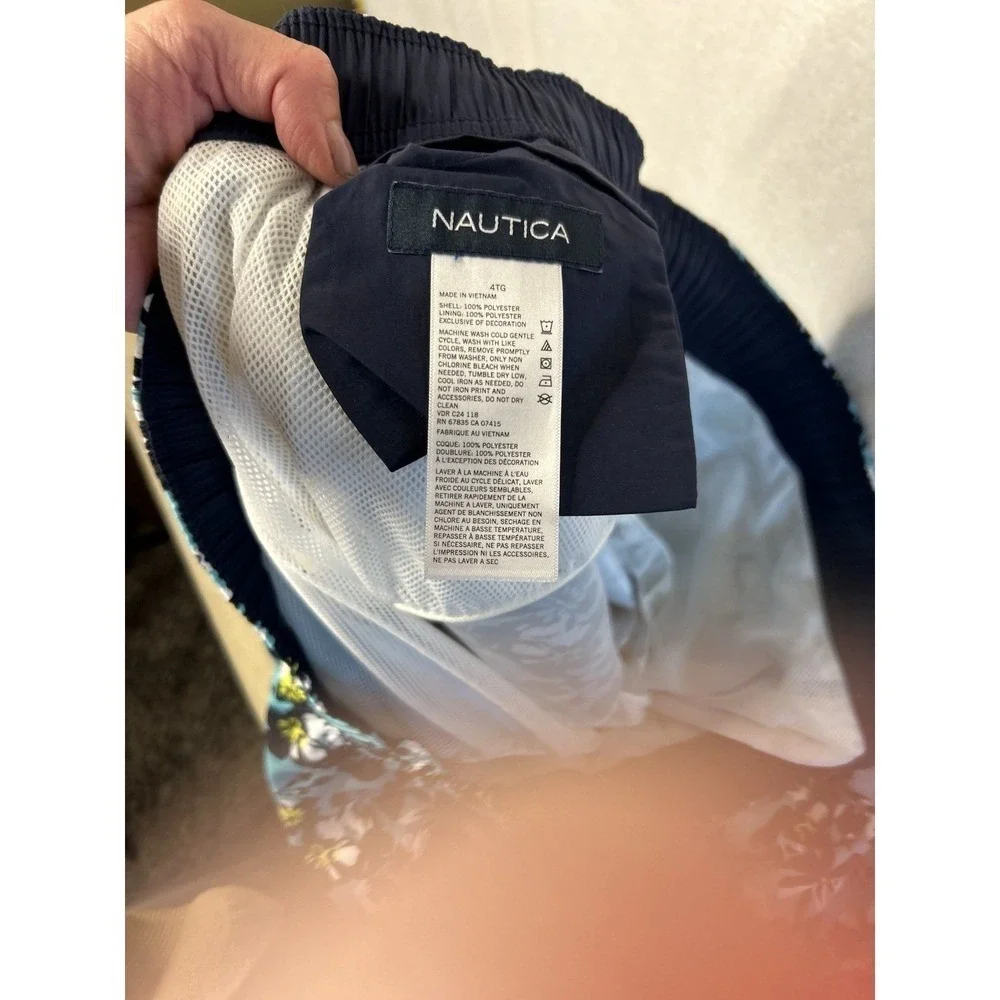 Nautical NWT Men's Swim Suit Trunks Poppy Print Blue Green Size 4XL